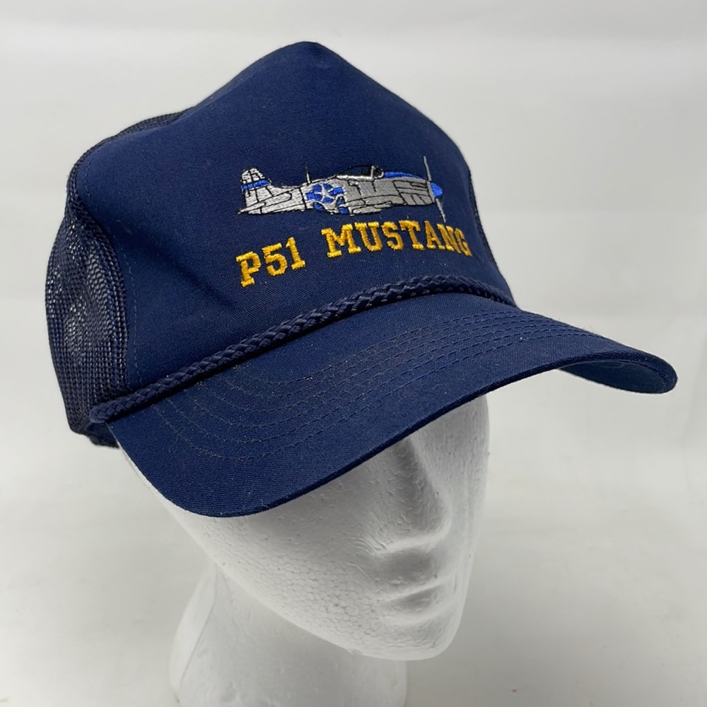 Vintage P51 Mustang Trucker Hat Mesh Snap Back